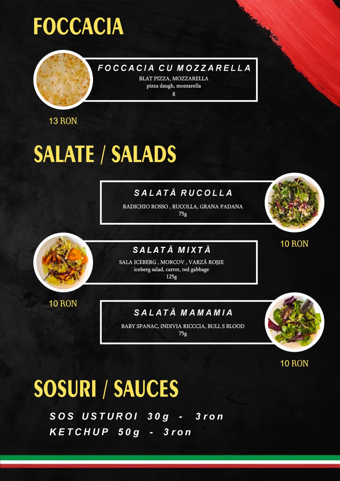 Foccacia, Salate, Sosuri